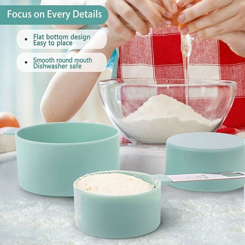 Measu Cups and Spoons Set of 8 Pieces,Nesting Measure Cups with Stainless StB7E2