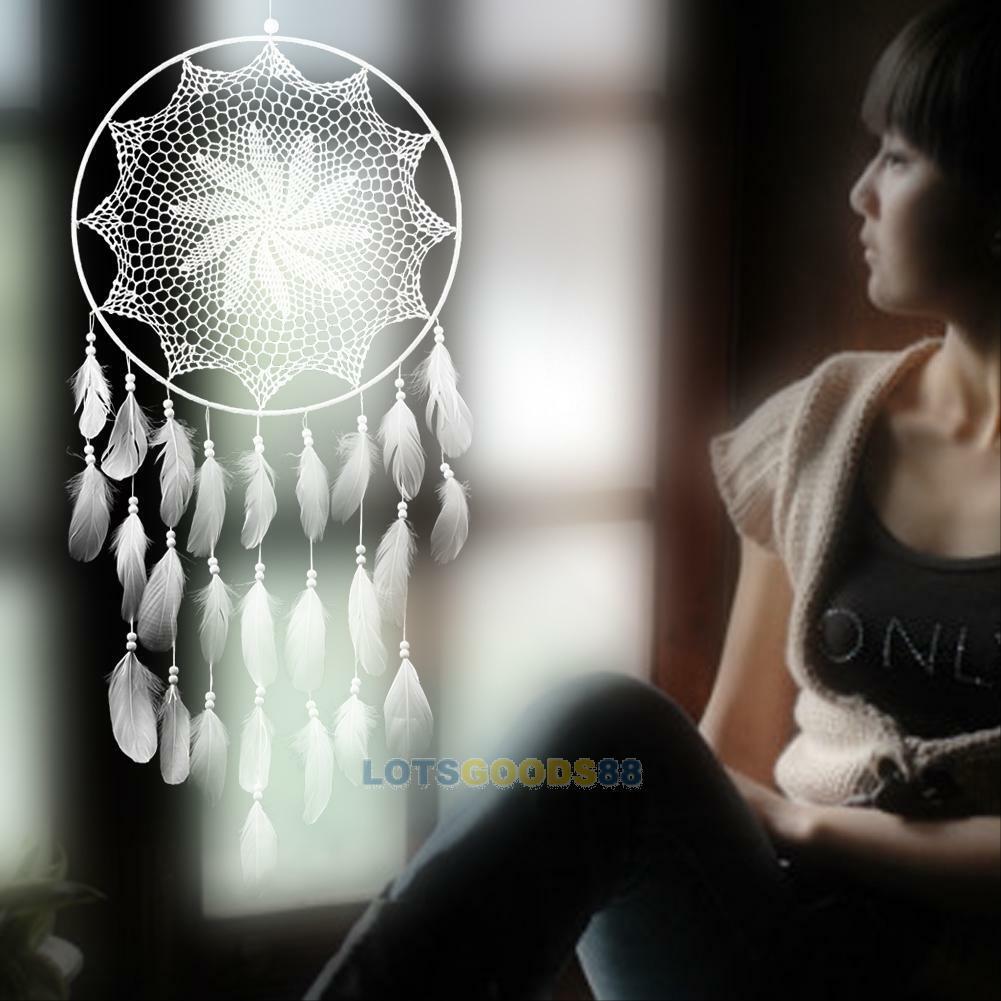 Large Handmade Dream Catcher with White Feathers Wall Hanging Decoration Craft