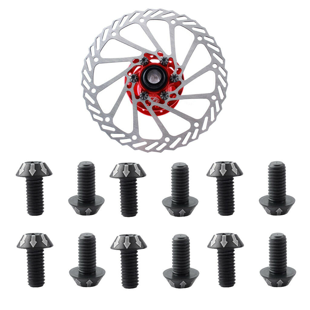12pcs Lightweight Screw Bicycle Bike Disc Brake Rotor Bolts Screws M5x14mm Black