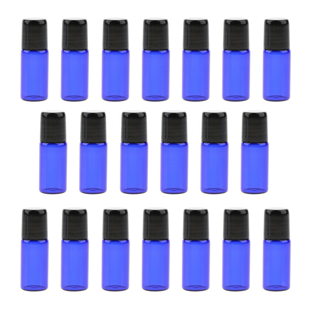 Wood Essential Oil Display Rack Holder Stand + 20 Glass Roller Ball Bottles