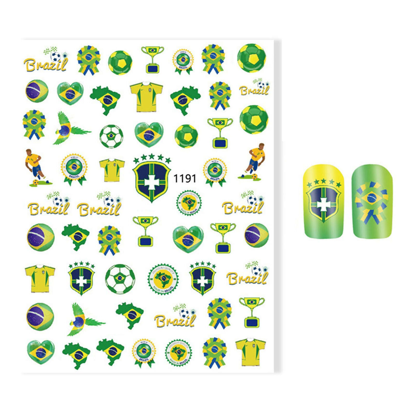 New 12 Sheets Football Elements Flag Nail Art Stickers Adhesive Decals DIY