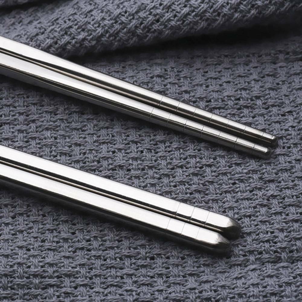 Stainless Steel Chopsticks Metal Korean Chinese Food Nonslip Chop Stick 23cm