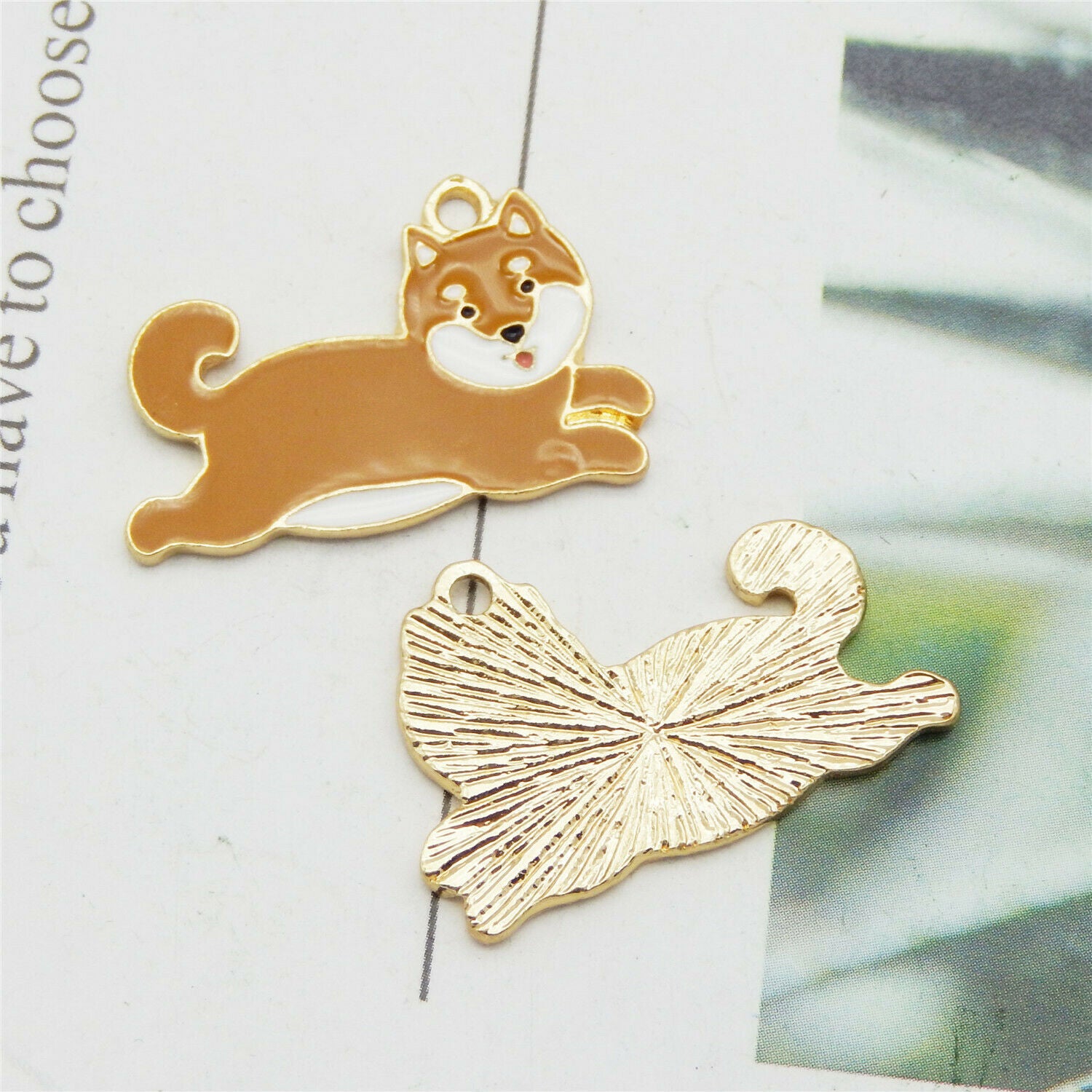 12PCS Colorful Enamel Pet Shiba Inu Dog Puppy Pendant Charms DIY Making Findings