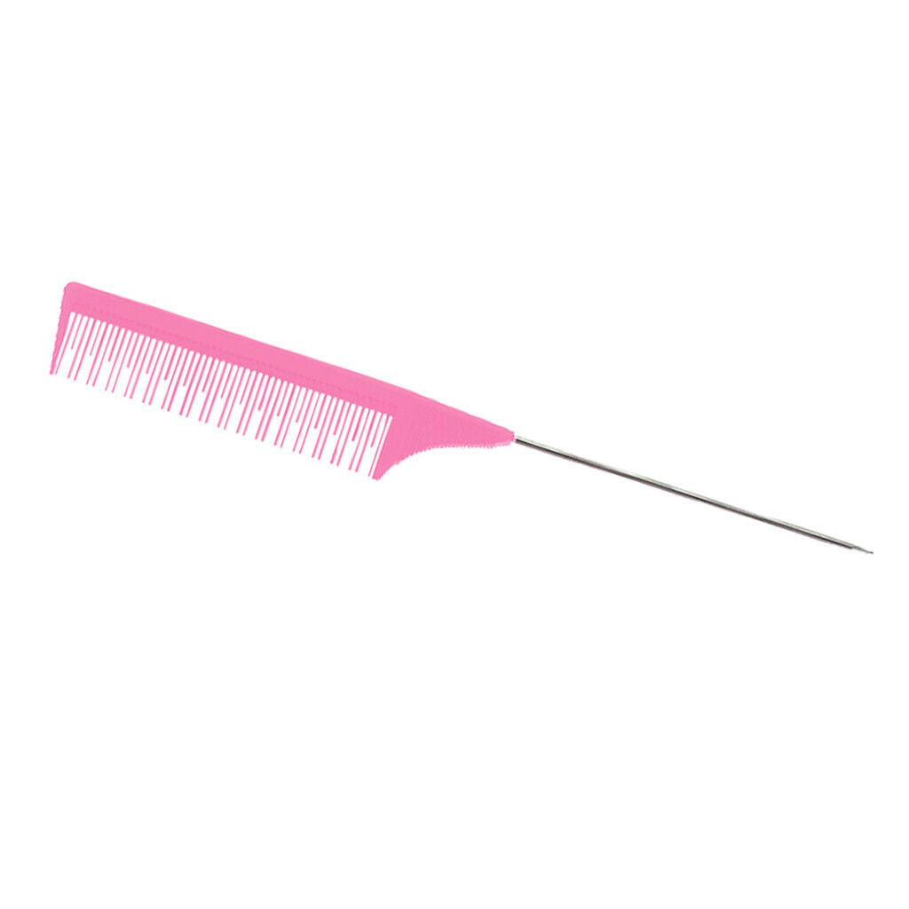 Barber Fine-Tooth Rat Tail Comb for Hair Dyeing Styling Detangling Pink