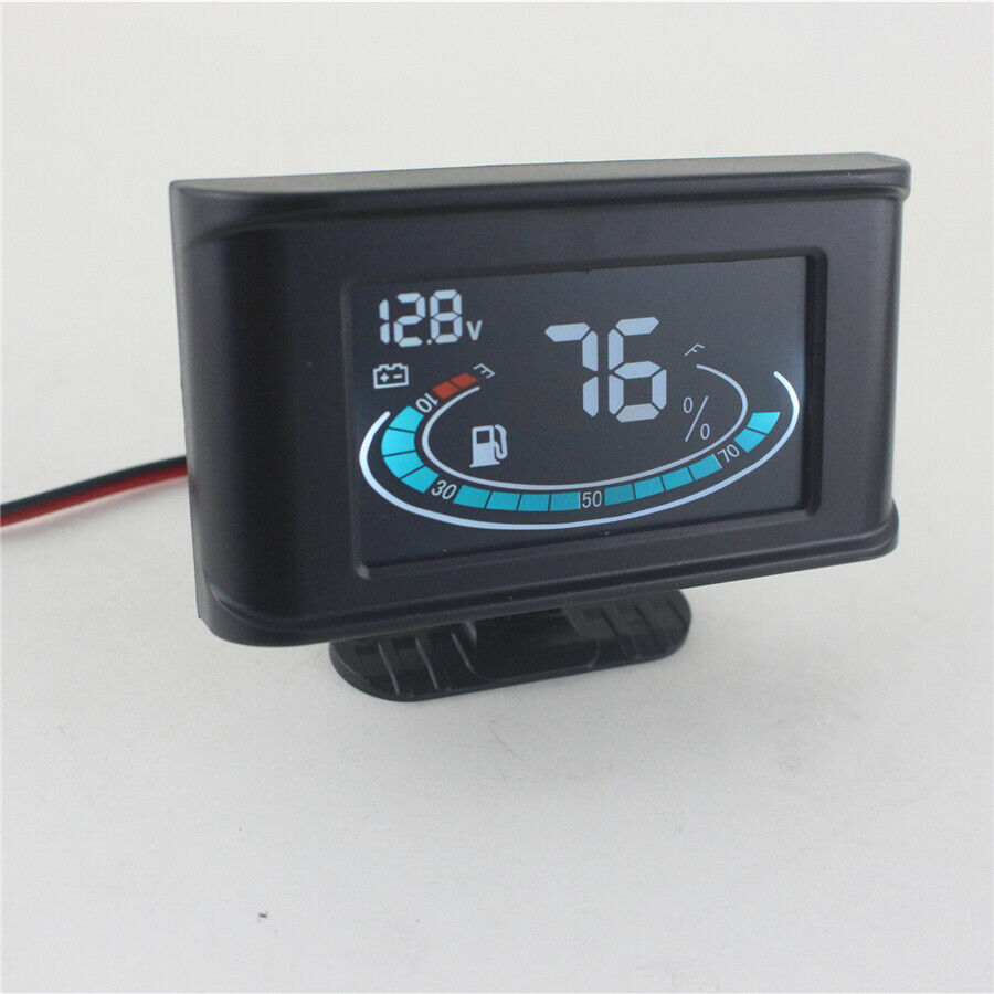 Digital 2 Function 12v/24v Car Voltmeter Voltage Gauge + Fuel Level Gauge Meter