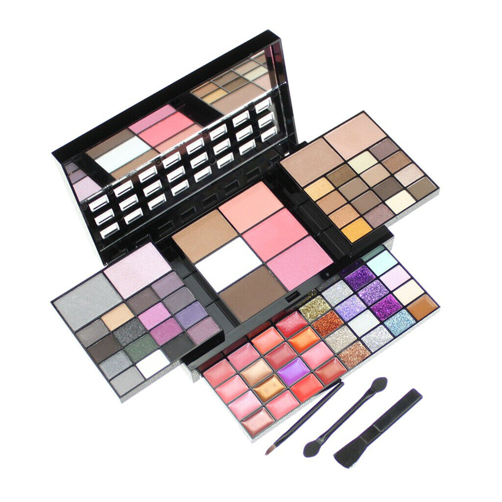 Professional 74 Colors Lipstick Blush Palette Sweatproof Blusher Lip Gloss