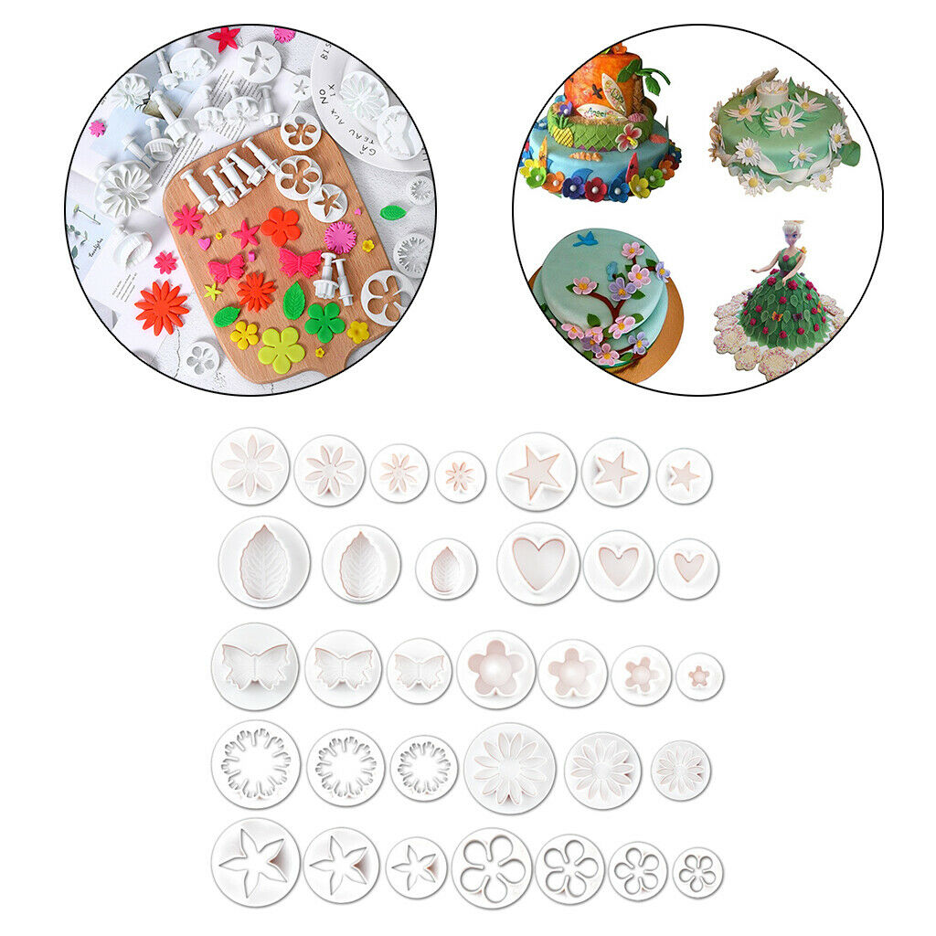 33x Fondant Cake Cookie Biscuit Plunger Cutter Leaf Butterfly Shape Mold
