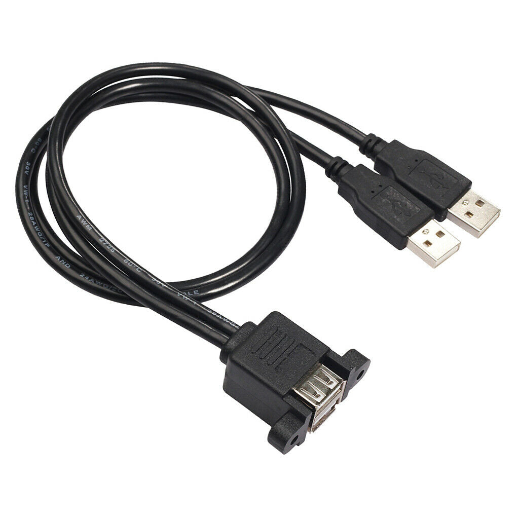 0.9ft Soft Tensile Dual USB2.0 Male-Female Extension Cord w/ Fixed Orifice