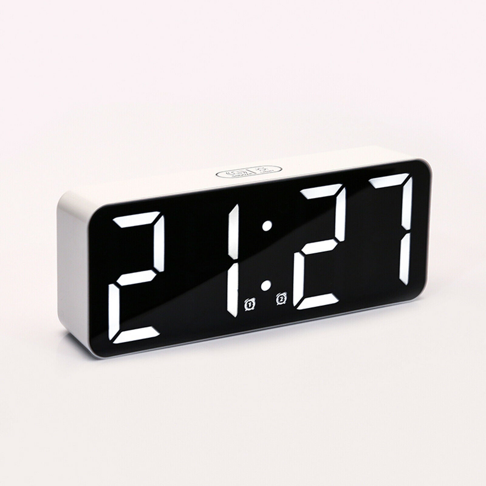 LED Digital Alarm Clock Mirror Night Light Thermometer 12/24H Display Snooze