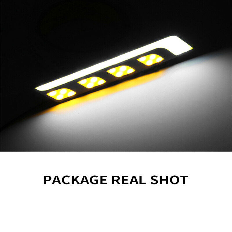 2PCS COB LED Car Light DRL Lamp Turn Signal Light Blade White + Amber Waterproof