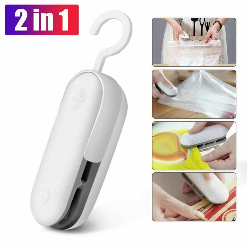 Mini 2in-1 Portable Heat Sealing Machine Impulse Seal Packing Plastic Bag Sealer