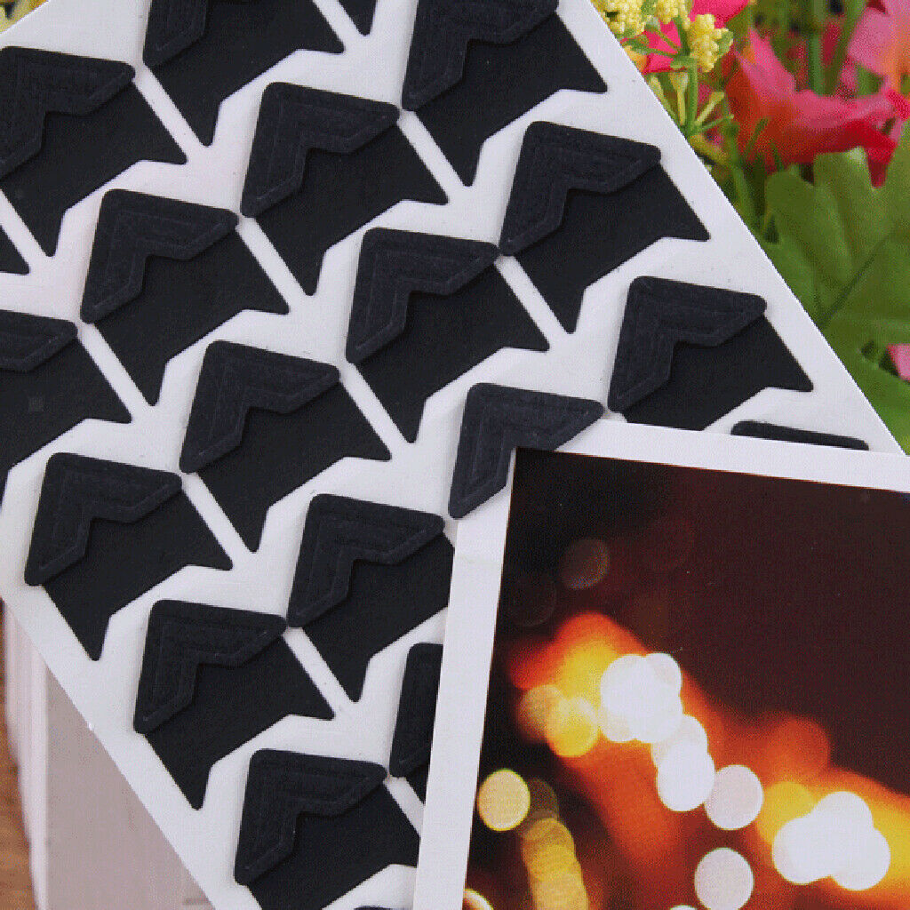 240Pcs Photo Corners Stickers Scrapbooking Album Journal Guard Decals Black