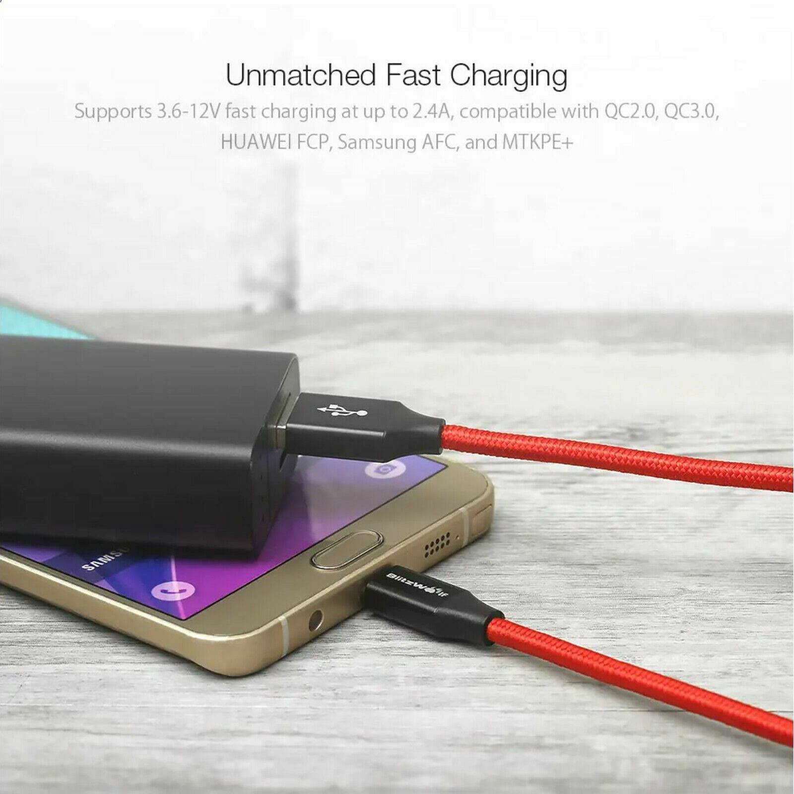 BlitzWolf 1.8m AmpCore Turbo Micro USB Fast Charging Charger Data Cable Cord