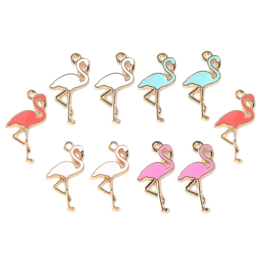 10pcs DIY Earring Making Charms Flamingo Pendants Jewellery Making Finding