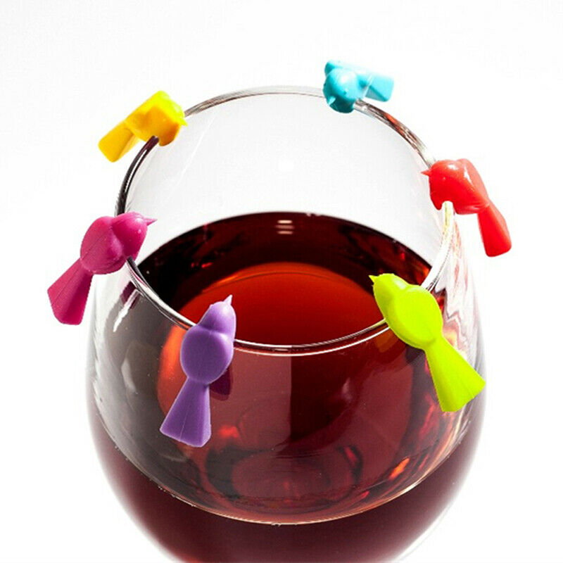 6PCS Silicone Bird Tits Wine Glass Mark Wine Glass Recognizer Cup Disting.l8