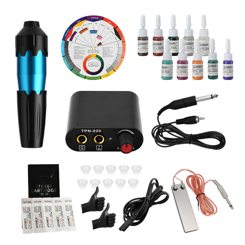 Powerful Tattoo Machine Set Rotary Pen Gun Cups Holder Stand Permanent Set