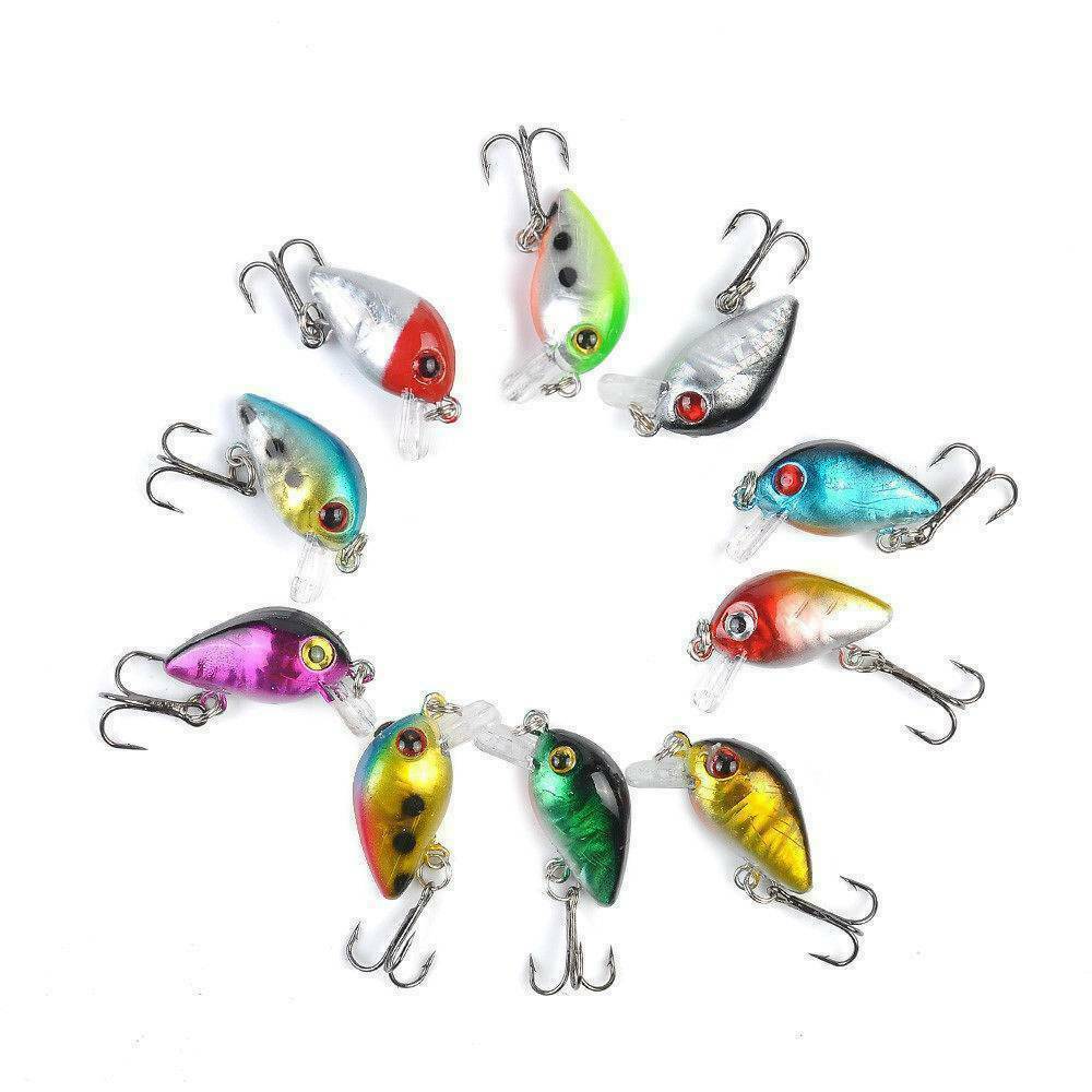 10pcs Random Fishing Lures Kinds Of Minnow Fish Bass Tackle Hooks Bait Crankbait