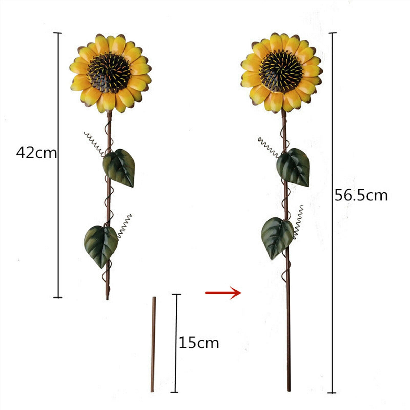 Sunflower Stake Flower Yard Stake Metal Iron Garden Decoration Ornaments Art