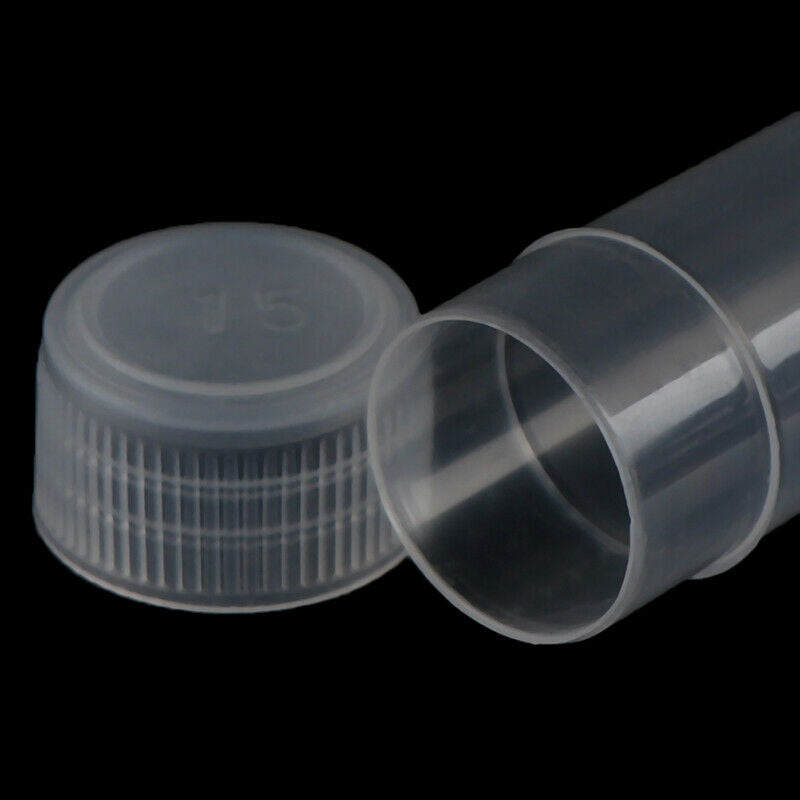 100Pcs 5ml Plastic Test Tubes Screw Cap Bottles For School Chemistr Fx