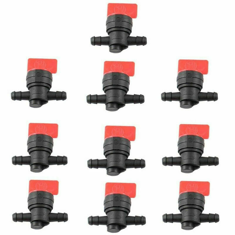 10Pcs Plastic 1/4 In-Line Straight Fuel Gas Cut-Off Shut-Off Valve Lawn Mower