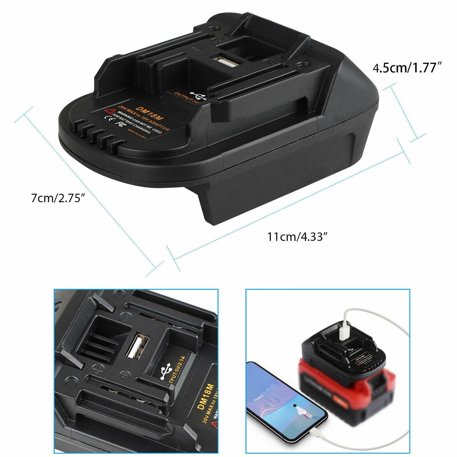 Adapter Converter for Milwaukee M18 or DEWALT 20V Li-ion Battery to Makita 18V