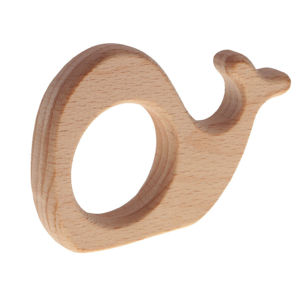 2x Natural Wooden Animal Baby Teething ,Mom Nursing Kids Grasping Teether Toys