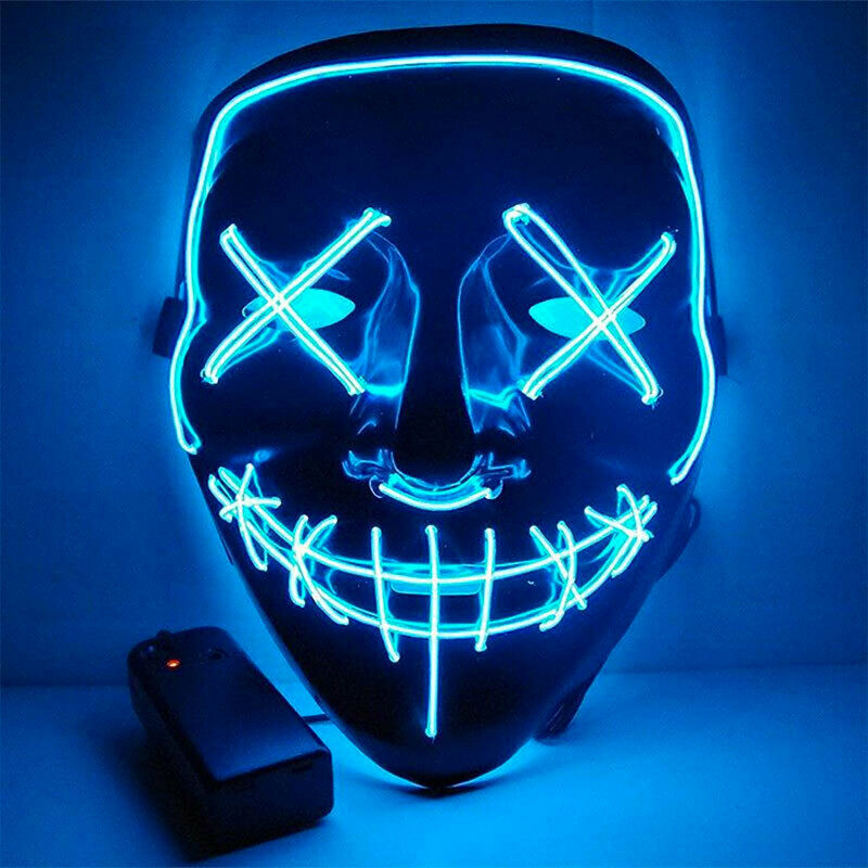 2 X Masks LED Halloween La Purge - Blue for Man And Fuchsia for Woman