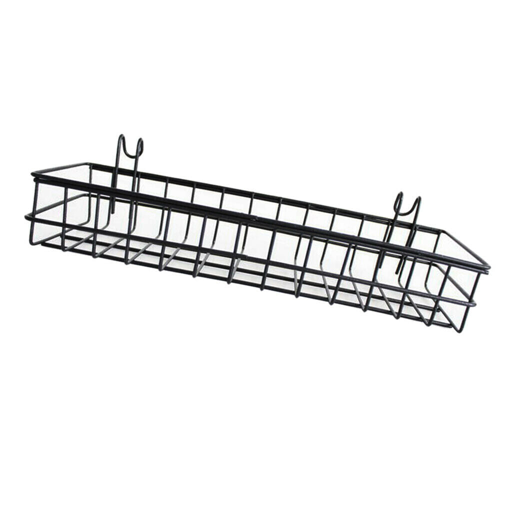 2 Pcs Wall Hanging Storage Basket Shelves Holder Home Decoration Black
