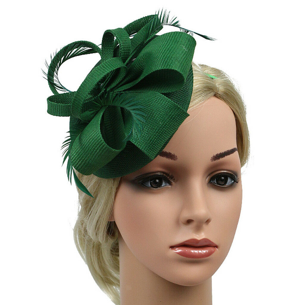Women's 1920s Feather Fascinator Headband Hair Clip Headpiece Pillbox Hat