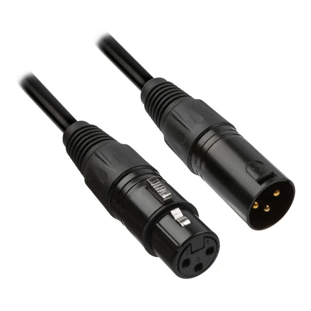 3 Pin XLR Cable 2m Male to Female Microphone Extension Lead Adapter Black