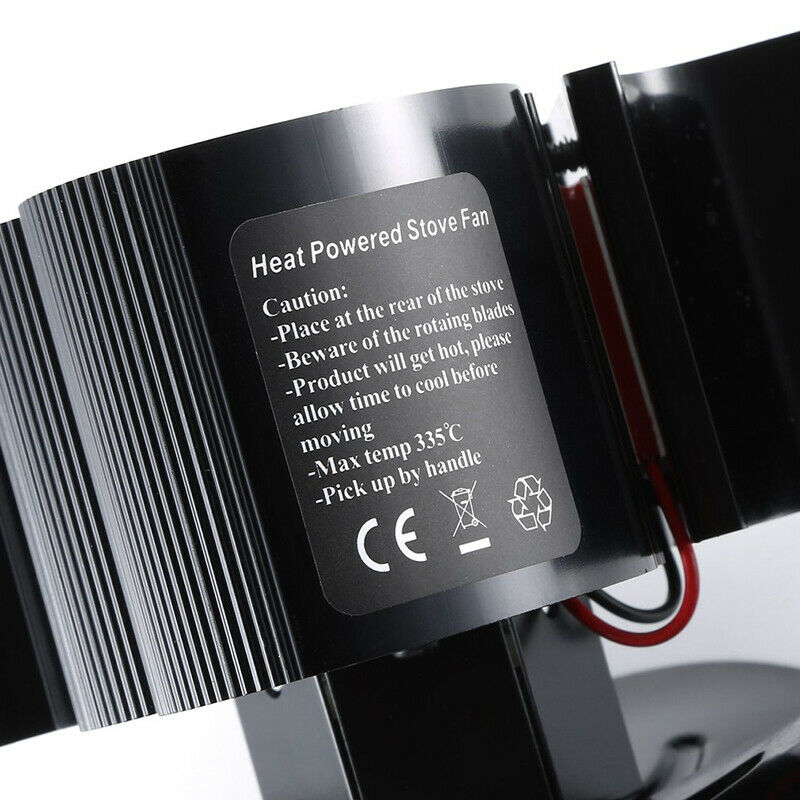 Mini 4 Blade Wood Stove Fan Heat Powered Eco Fireplace Fan Burner Double Motor
