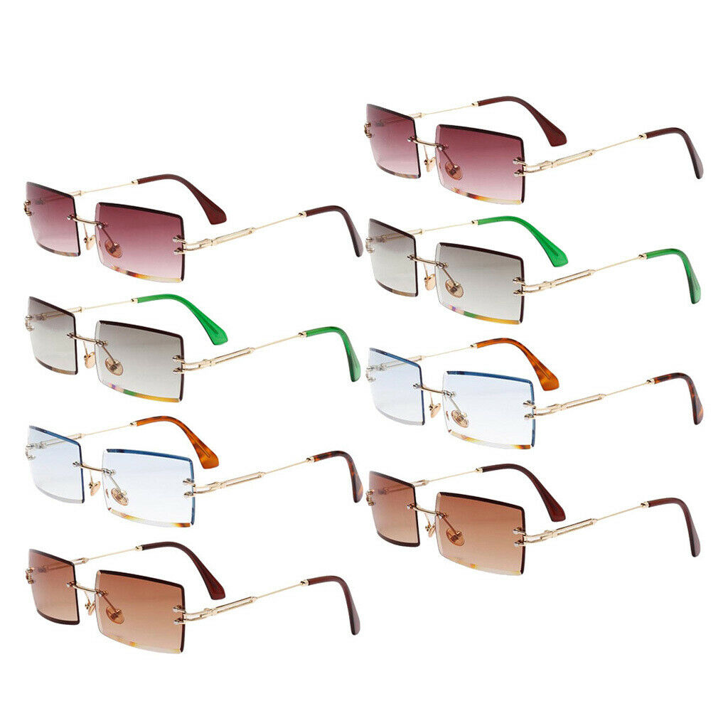 8 Piece Fashion Sunglasses Designer Tinted Lens Metal Frame Eyewear Anti-UV