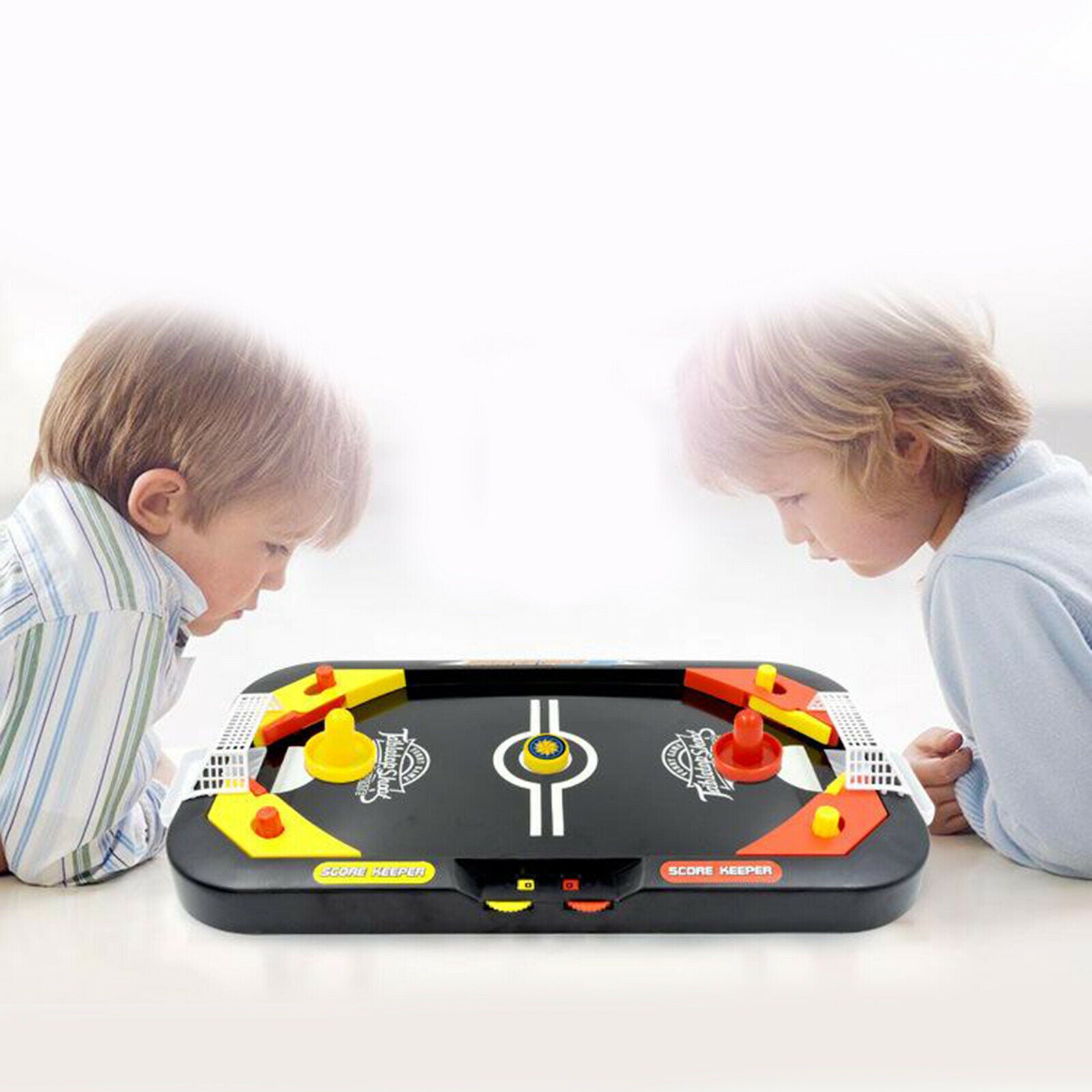 Plastic Ice Hockey Game with 2 Pucks and Pushers Party Interaction Portable