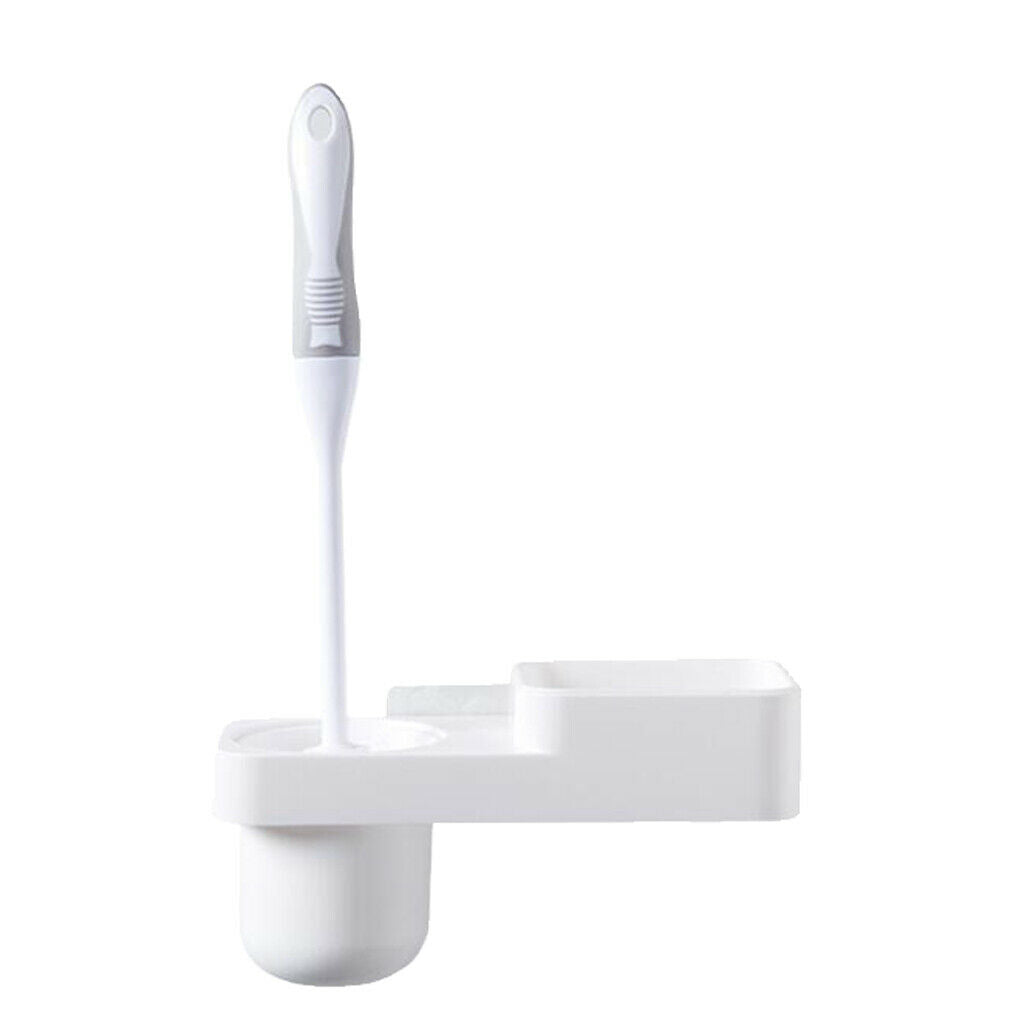 Wall Mounted Toilet WC Washroom Brush Set with Holder Cleaning Tool White