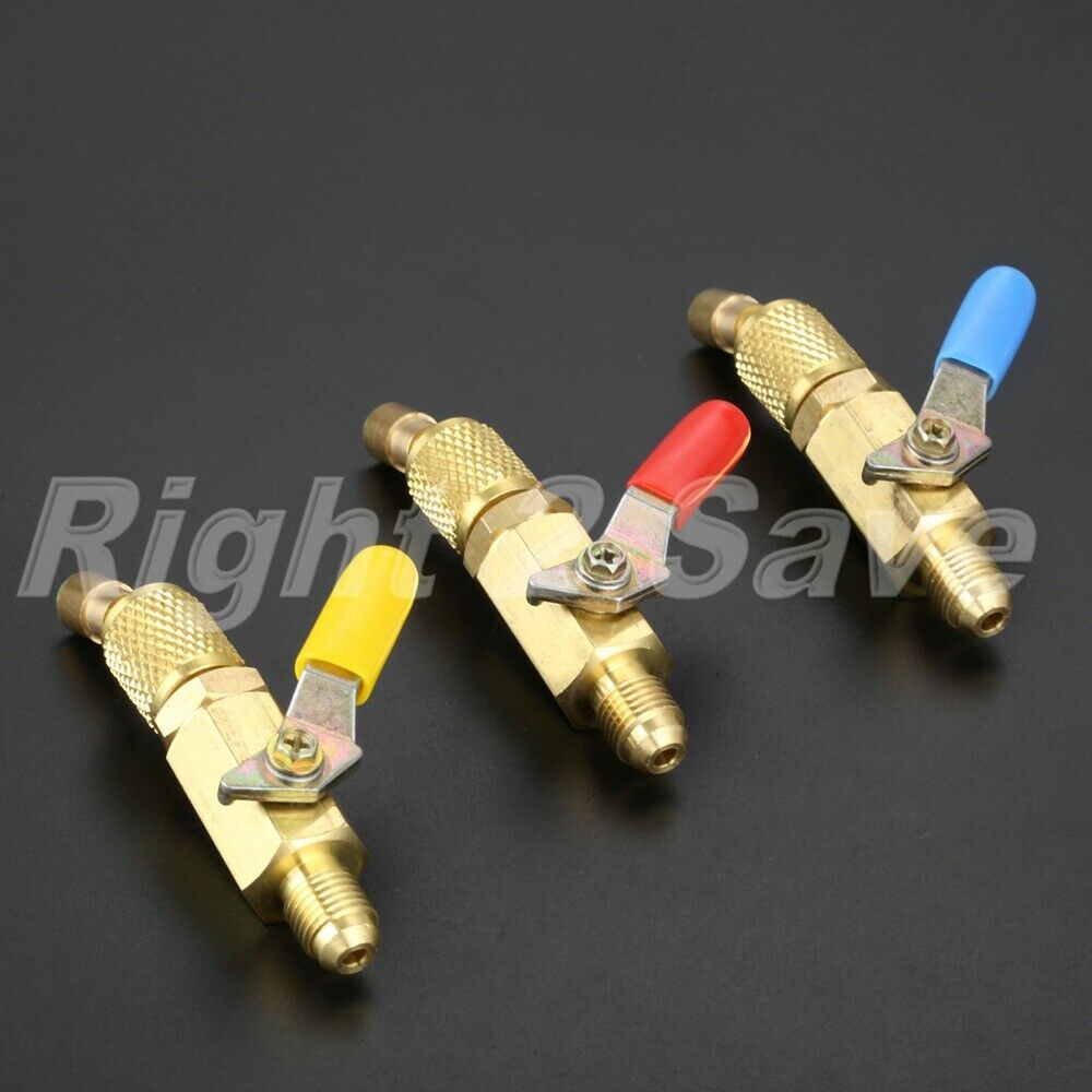 Car AIR CONDITIONER Ball Valve Adapter 1/4" male to 5/16" Female Manifold