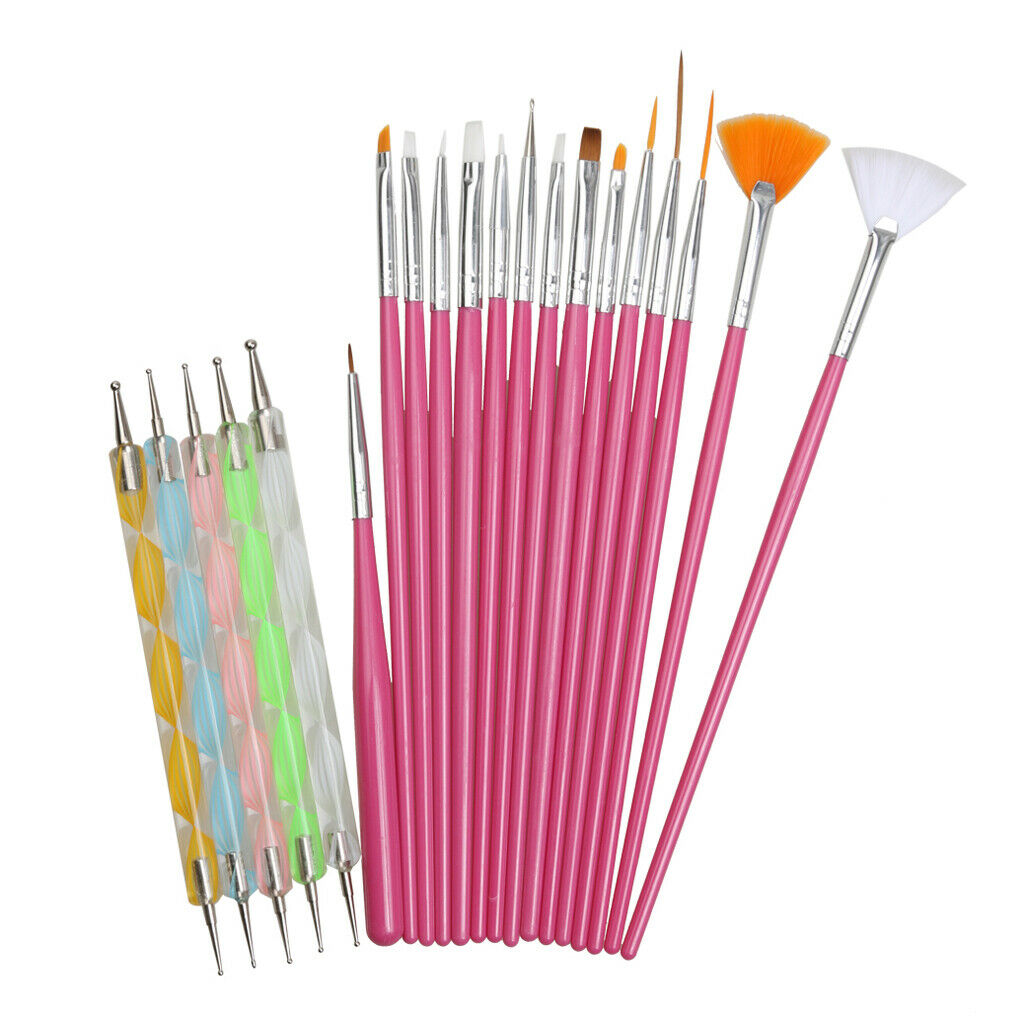 20pcs Nail Art Design Set Dotting Painting Drawing Polish Brushes Pen  Pink