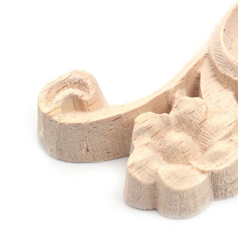 1X Exquisite Classic Rubber Wood Carved Applique Retro Furniture Craft Decor (E6