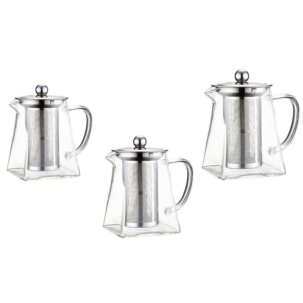2x Glass Tea Pot With Removable Infuser,