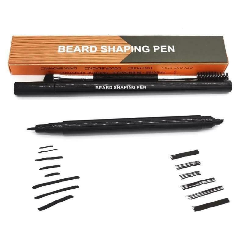 Waterproof 4 Fork Tips Beard Shaping Pen Filler with Styling Brush for Men