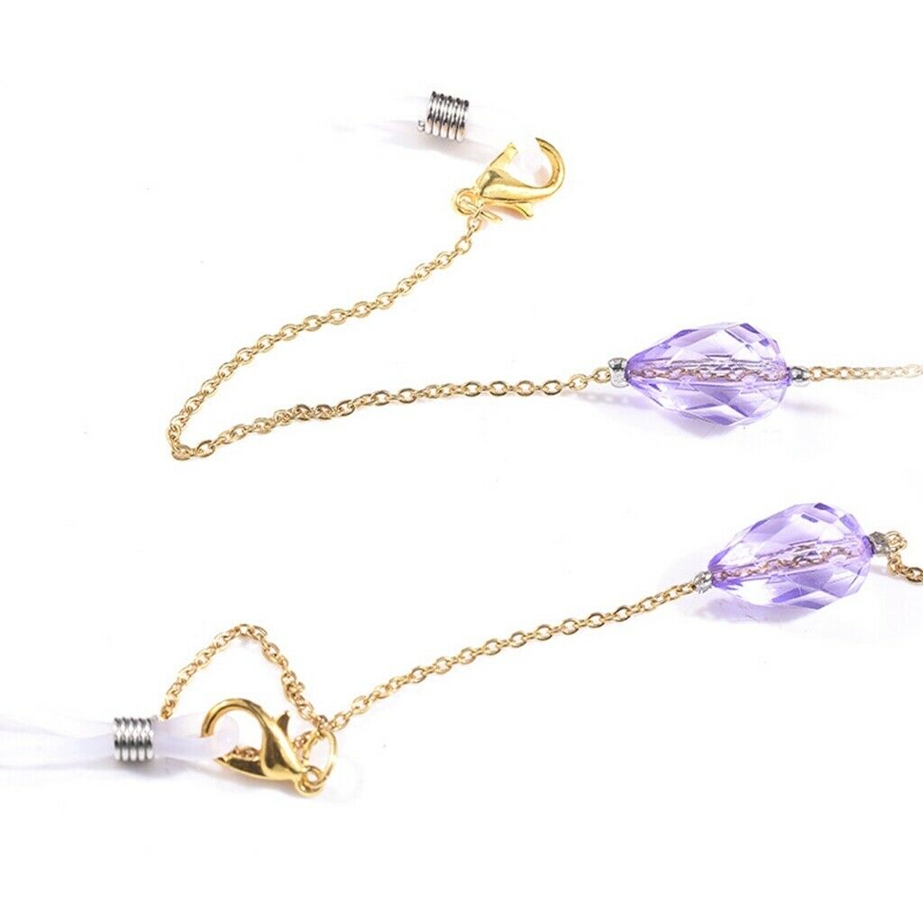 Womens Bohemian Crystal Glass Chain Holder Necklace for Sunglasses Lanyards