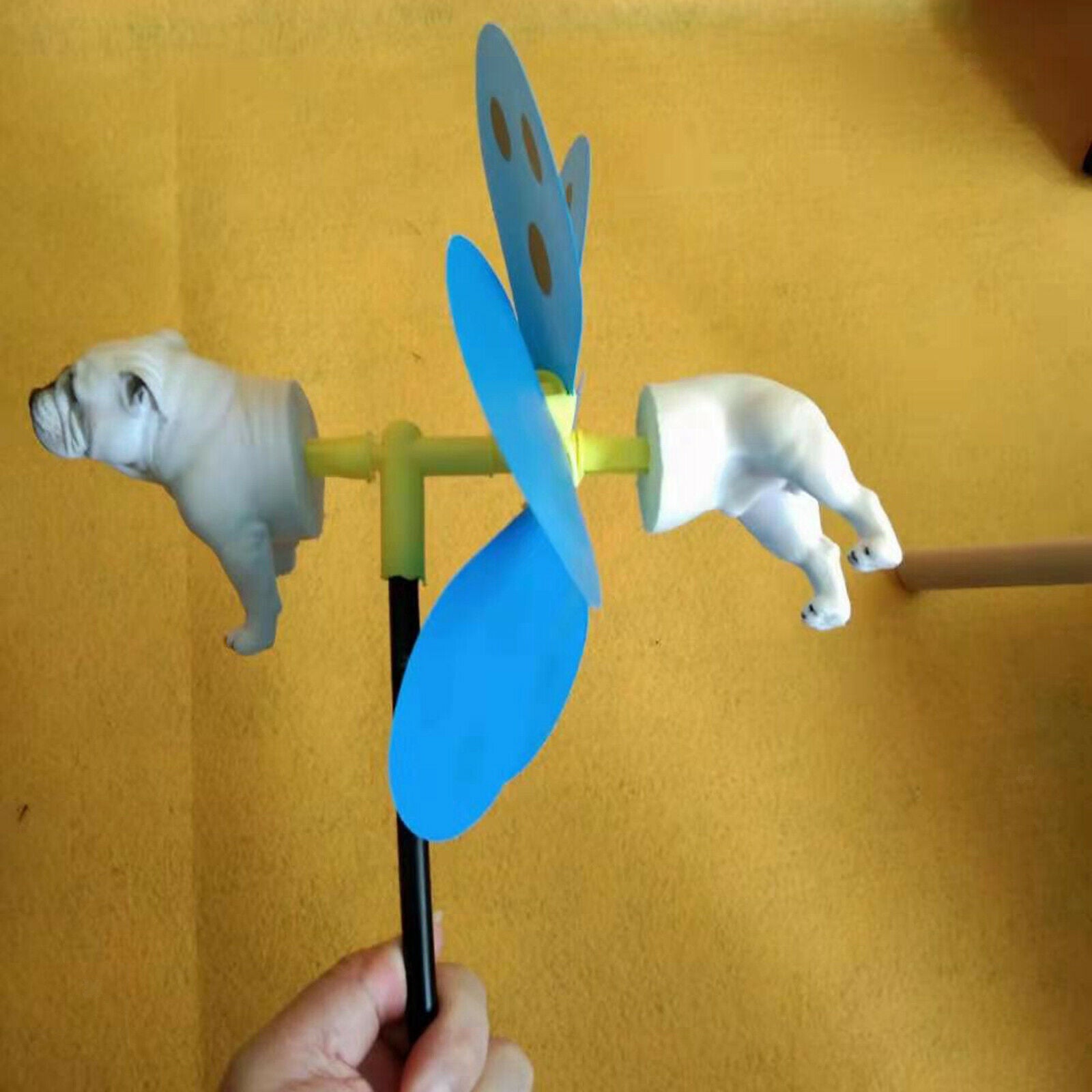 Bulldog Windmill Garden Courtyard Farm Decor Handcraft Wind Sculpture Statue