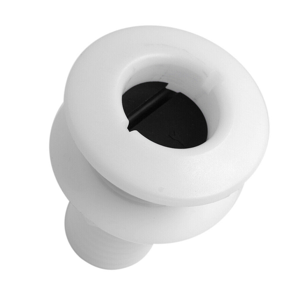 White Plastic Thru-Hull Bilge Pump and Aerator Hose Fitting for 2" Hose