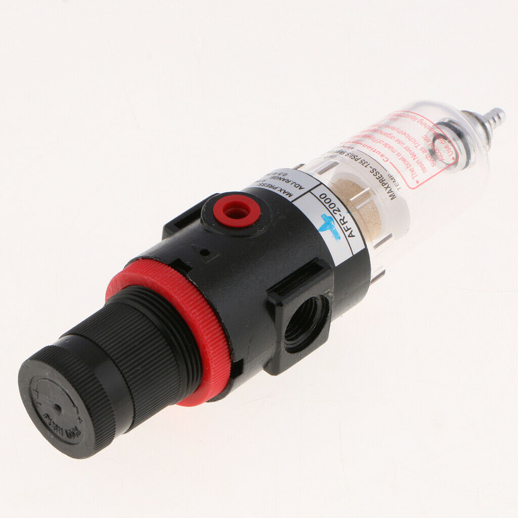 Air Filter Regulator Compressor w/ Gauge& M8 Adapter, Moisture Trap Oil Water