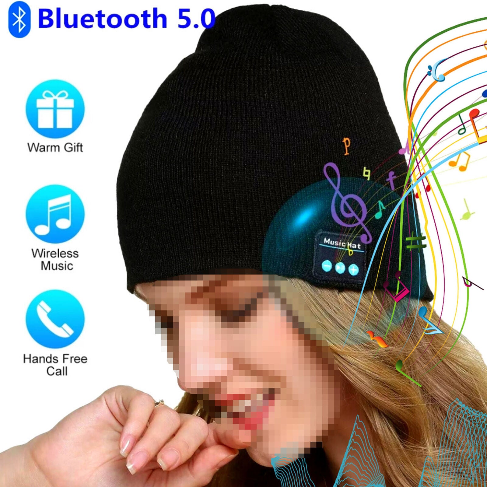 Wireless Bluetooth Smart Beanie Hat Handsfree Music Headphones Speaker