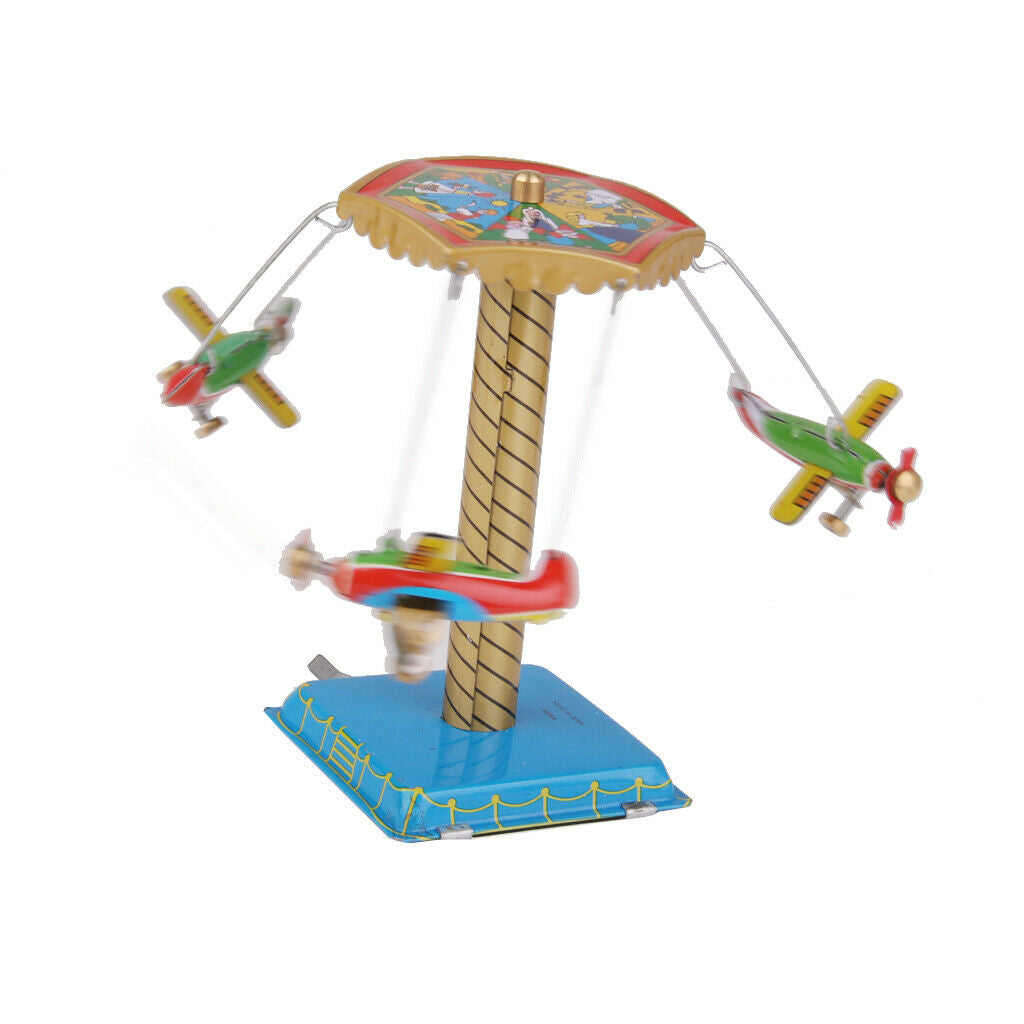 Classic Wind Up Airplane Aircraft Tin Toys Collectible Artware for Kids