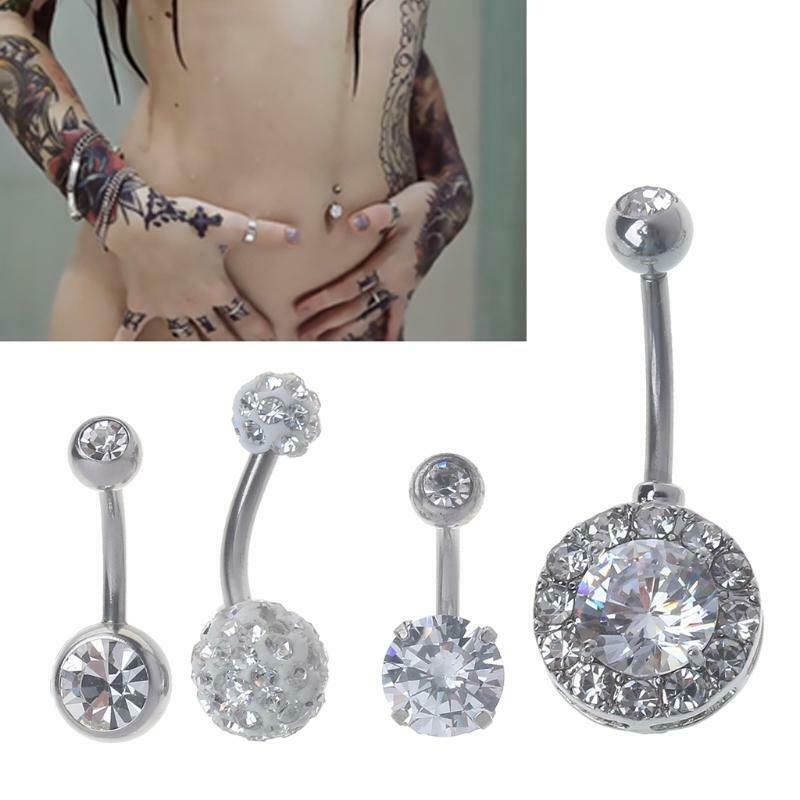 4PCS Titanium CZ Opal Belly Button Rings Set Navel Barbell Piercing Body Jewelry