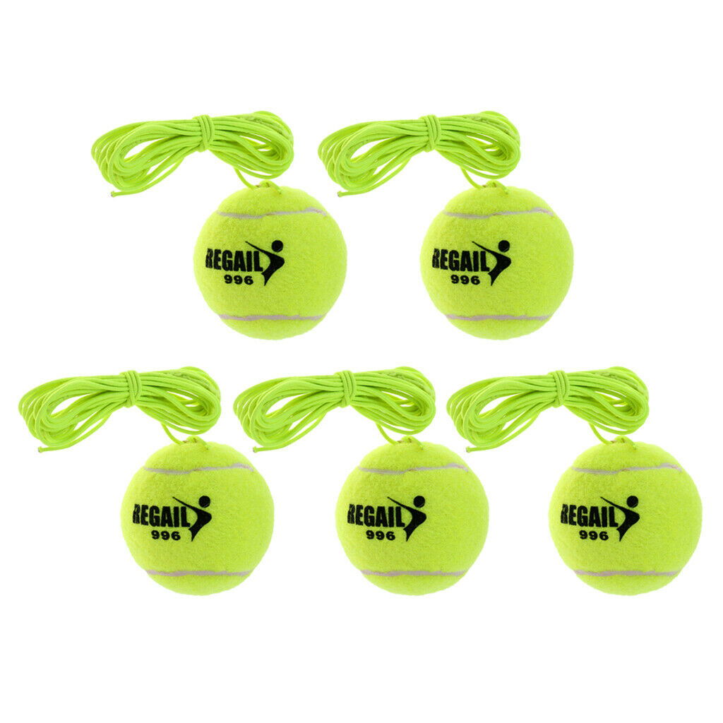 5Pcs Tennis Ball with Cord Rubber Tennis Trainer Ball Replacement Trainer