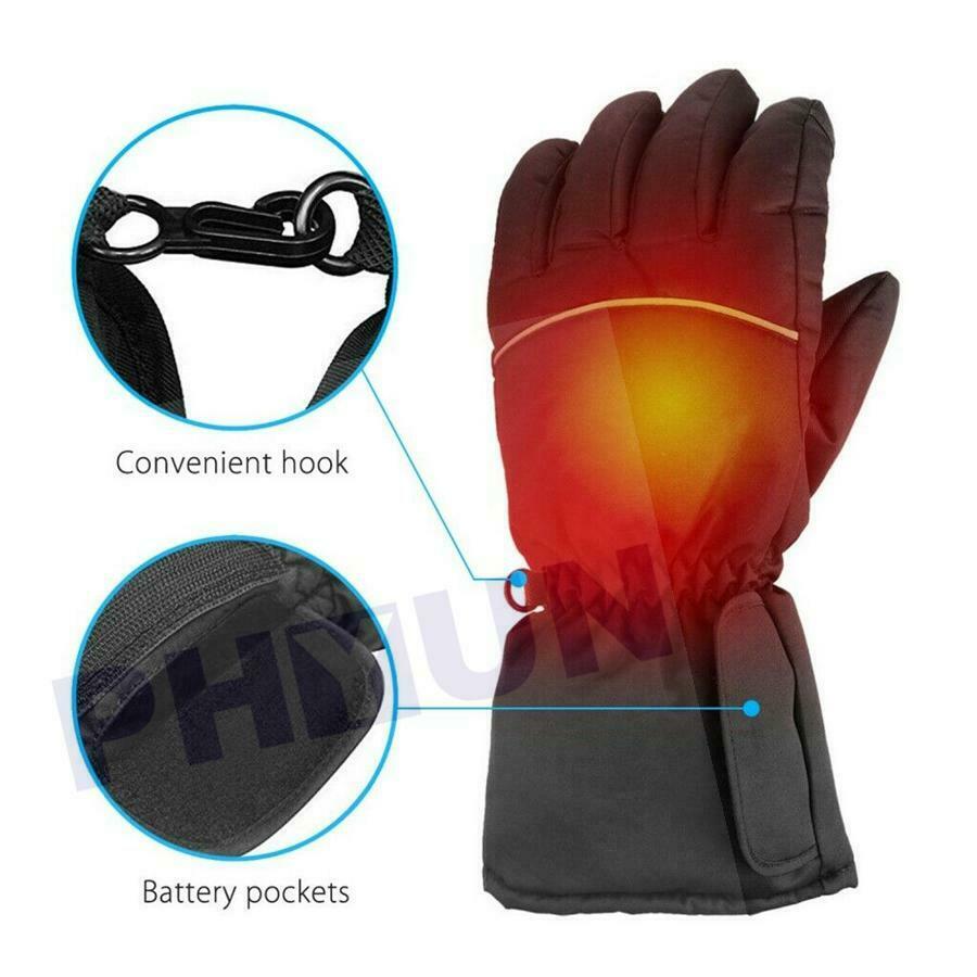 Black Motorcycle Fabric Heated Gloves Winter Warm Electric Waterproof Pair