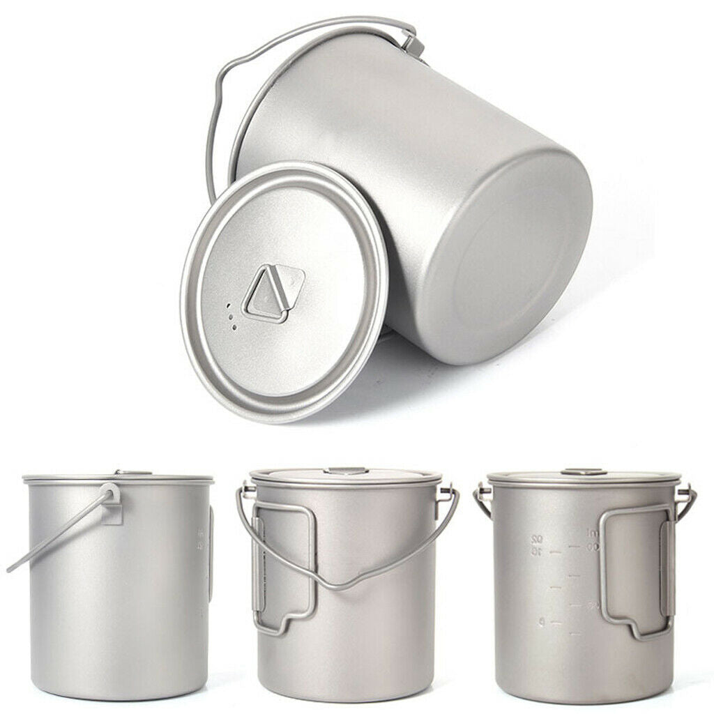 Titanium Portable Camping Hiking Backpacking Hanging Stockpot Soup Pot,750ml