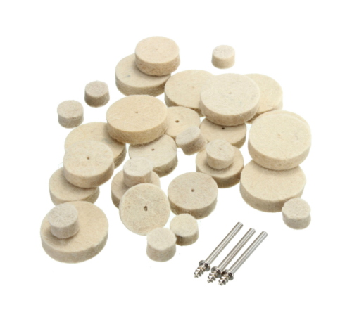 30pcs Wool Felt Polishing Buffing Round Wheel Tool +3 Shank For Rotary